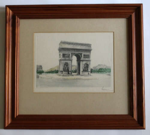 Paris L`Arc De Triomphe Autographed Framed Print.