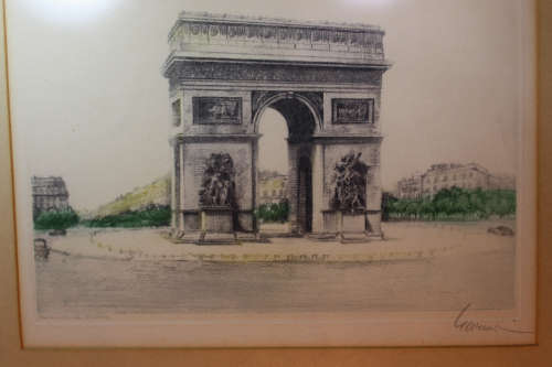 Paris L`Arc De Triomphe Autographed Framed Print.