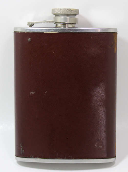 Vintage 6oz Stainless Steel Hip Flask with Leather Surround