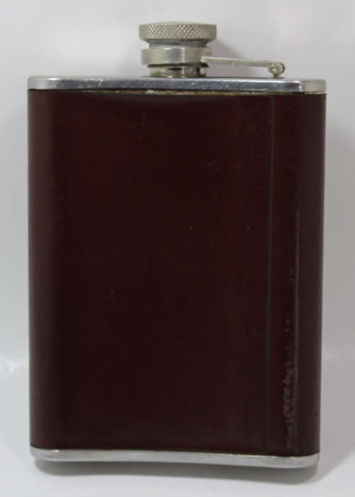 Vintage 6oz Stainless Steel Hip Flask with Leather Surround