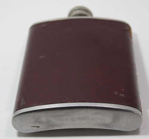 Vintage 6oz Stainless Steel Hip Flask with Leather Surround