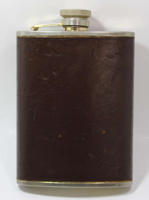 Vintage 180ml Stainless Steel Hip Flask with Leather Surround