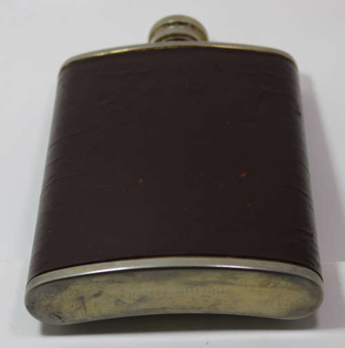 Vintage 180ml Stainless Steel Hip Flask with Leather Surround