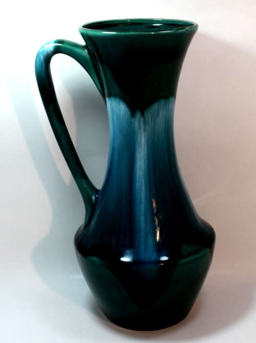 Colourful Green and Blue Vase with Handle