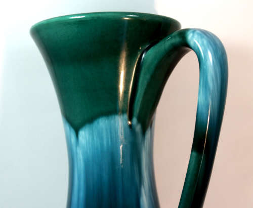 Colourful Green and Blue Vase with Handle