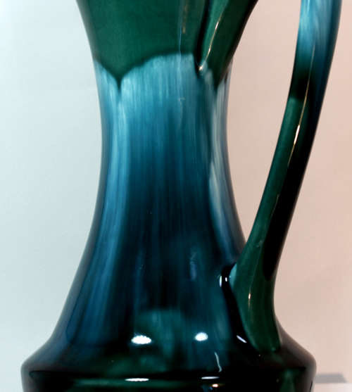 Colourful Green and Blue Vase with Handle