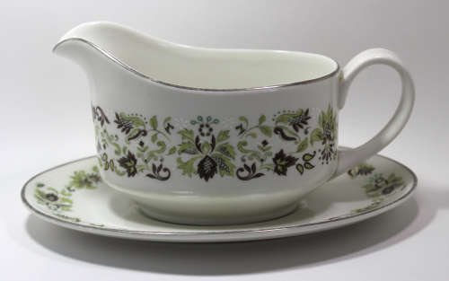 Royal Doulton `Vanity Fair` Pattern Gravy Boat and Under Plate