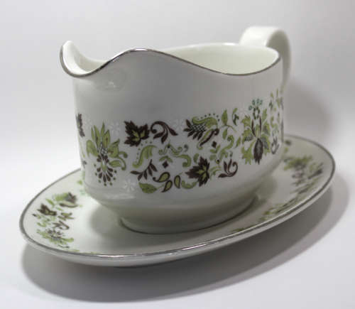Royal Doulton `Vanity Fair` Pattern Gravy Boat and Under Plate