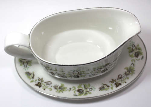 Royal Doulton `Vanity Fair` Pattern Gravy Boat and Under Plate
