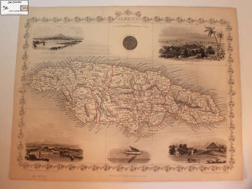 Antique Map of Jamaica by John Tallis 1851
