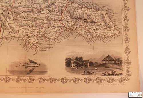 Antique Map of Jamaica by John Tallis 1851