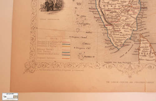 Antique Map of British India by John Tallis 1851
