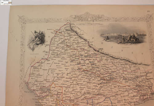 Antique Map of British India by John Tallis 1851