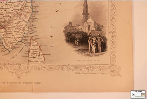 Antique Map of British India by John Tallis 1851