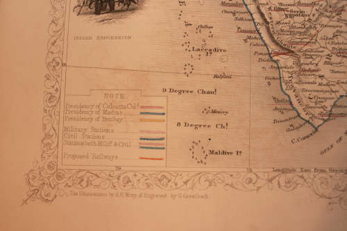 Antique Map of British India by John Tallis 1851