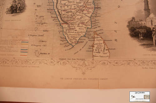 Antique Map of British India by John Tallis 1851