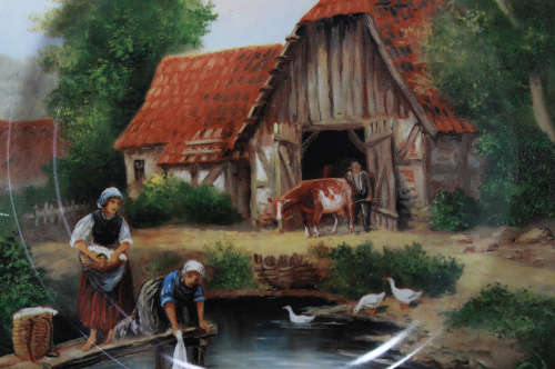 Farm Scene "Washing Day on the Farm" Plate