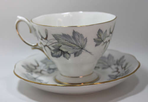Royal Albert Silver Maple Bone China Trio Cup, Saucer and Cake Plate
