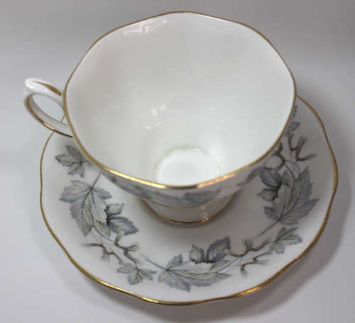 Royal Albert Silver Maple Bone China Trio Cup, Saucer and Cake Plate