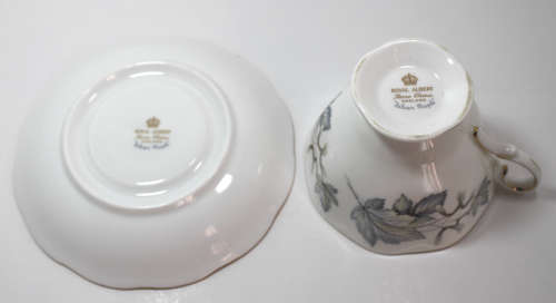 Royal Albert Silver Maple Bone China Trio Cup, Saucer and Cake Plate