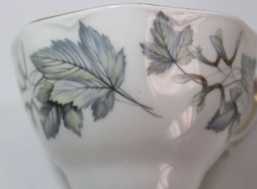 Royal Albert Silver Maple Bone China Trio Cup, Saucer and Cake Plate