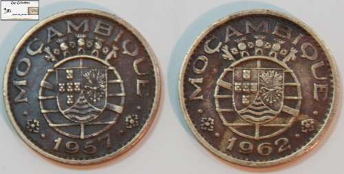 Mozambique 1 Escudo 1x1957 / 1x1962 (Two Coins) Circulated