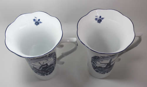 Pair of Delfts Blaauw Oude Molen Fabriek Vases with Handle