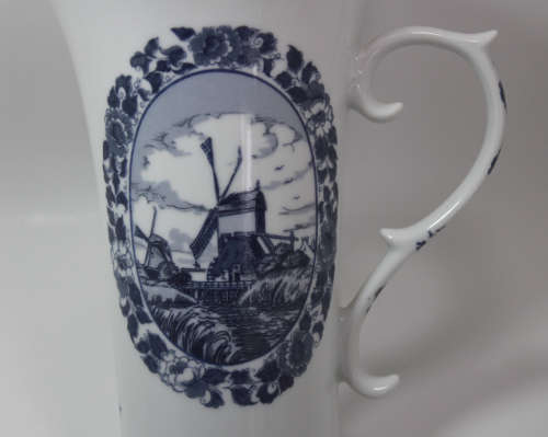 Pair of Delfts Blaauw Oude Molen Fabriek Vases with Handle