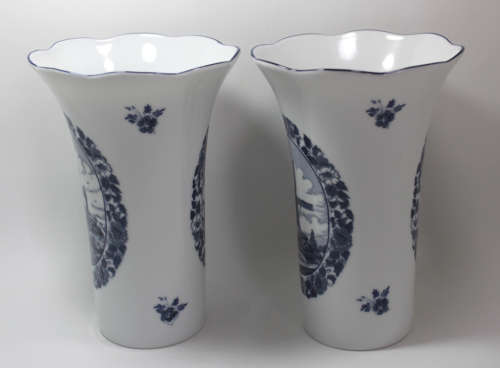 Pair of Delfts Blaauw Oude Molen Fabriek Vases with Handle