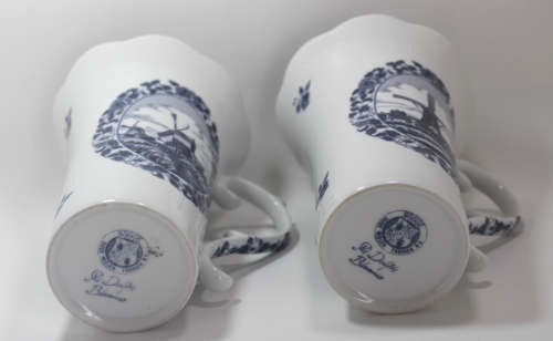 Pair of Delfts Blaauw Oude Molen Fabriek Vases with Handle
