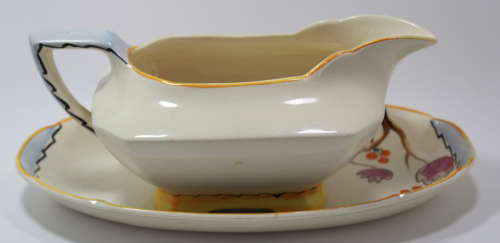 Vintage John Maddock and Sons Gravy Boat Hand Painted Gladys Scarlett.