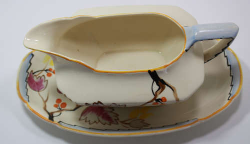 Vintage John Maddock and Sons Gravy Boat Hand Painted Gladys Scarlett.