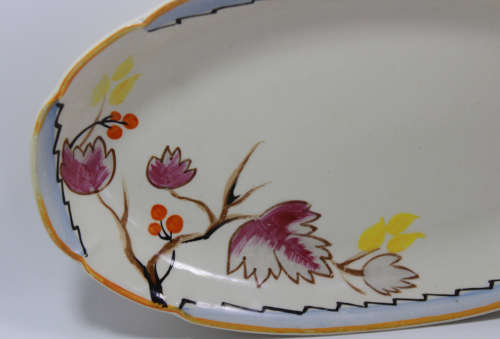 Vintage John Maddock and Sons Gravy Boat Hand Painted Gladys Scarlett.