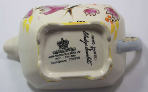 Vintage John Maddock and Sons Gravy Boat Hand Painted Gladys Scarlett.