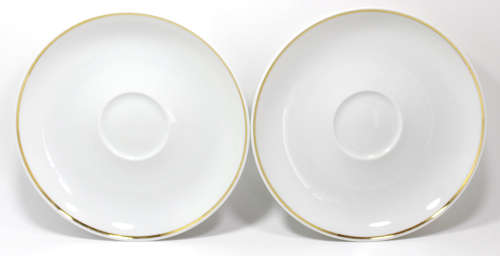Pair of Hutschenreuther Galleria Saucers, White with Gold Edging