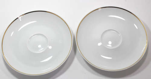 Pair of Hutschenreuther Galleria Saucers, White with Gold Edging