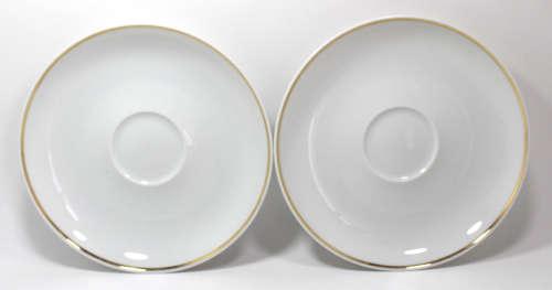 Pair of Hutschenreuther Galleria Saucers, White with Gold Edging