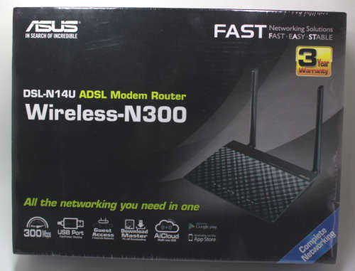 New Asus DSL-N14U ADSL Modem Router Wireless N300 Sealed Box