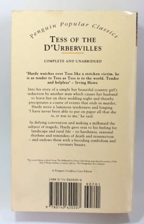 Tess Of The D`Urbervilles by Thomas Hardy penguin Classics Softcover Book