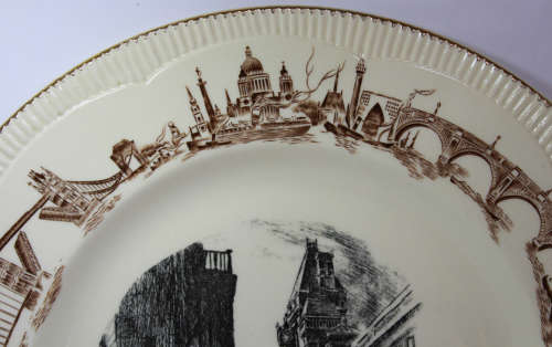 Vintage Clarice Cliff Law Courts Newport Pottery Decorative Wall Plate Reg No 840076 Plate