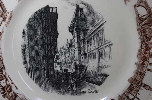 Vintage Clarice Cliff Law Courts Newport Pottery Decorative Wall Plate Reg No 840076 Plate