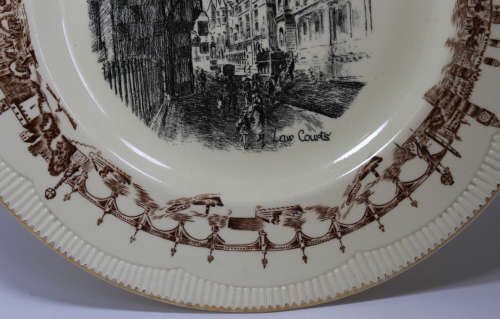 Vintage Clarice Cliff Law Courts Newport Pottery Decorative Wall Plate Reg No 840076 Plate