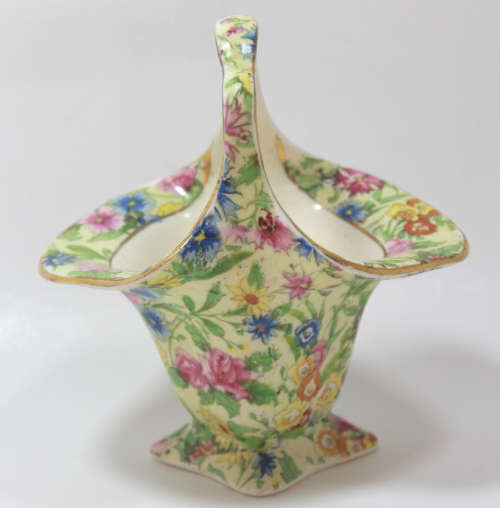 Vintage Royal Winton Grimwades  Miniature `Dudley` Shape Chintz Pattern Fruit Basket.