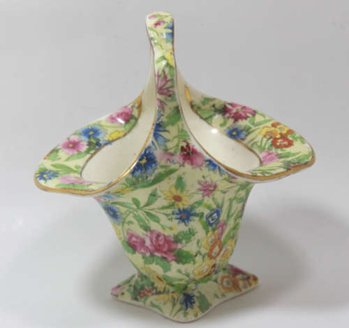 Vintage Royal Winton Grimwades  Miniature `Dudley` Shape Chintz Pattern Fruit Basket.