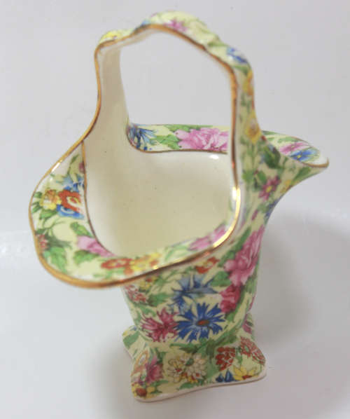 Vintage Royal Winton Grimwades  Miniature `Dudley` Shape Chintz Pattern Fruit Basket.