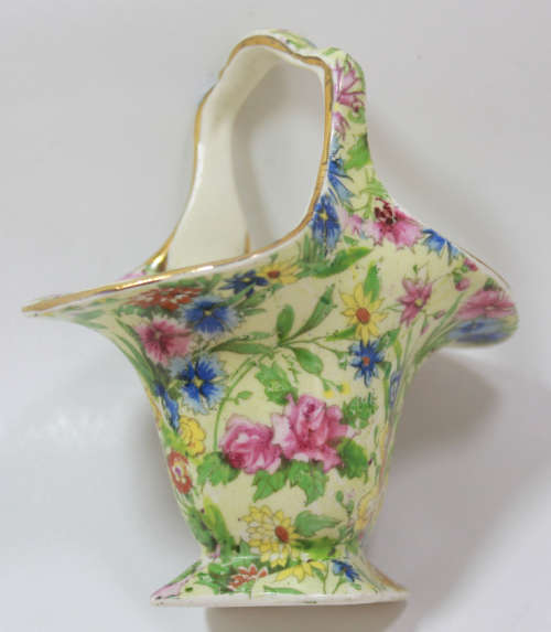 Vintage Royal Winton Grimwades  Miniature `Dudley` Shape Chintz Pattern Fruit Basket.