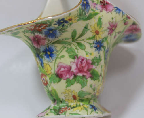 Vintage Royal Winton Grimwades  Miniature `Dudley` Shape Chintz Pattern Fruit Basket.