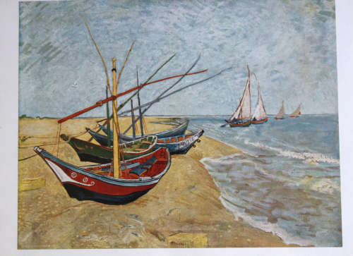 Vincent van Gogh Fishing Boats on the Beach at Saintes-Maries Reproduction Print Framed