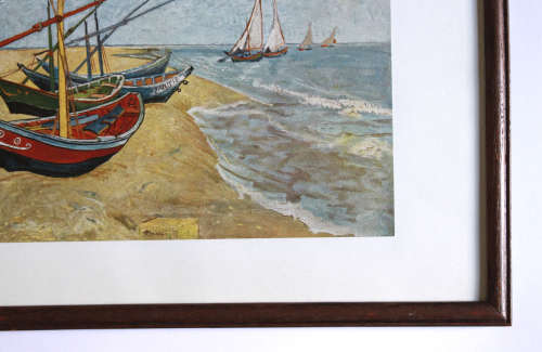 Vincent van Gogh Fishing Boats on the Beach at Saintes-Maries Reproduction Print Framed