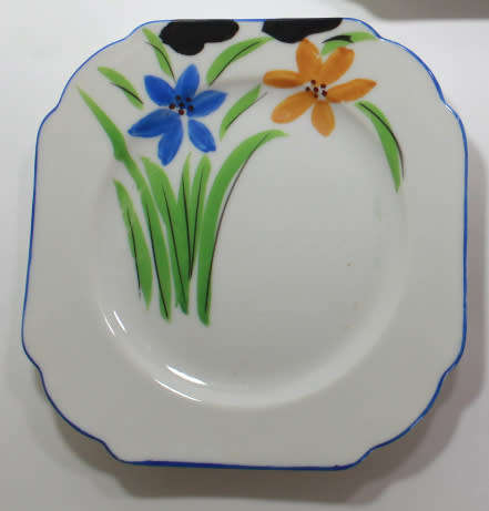 Set of 3 Art Deco Style Tea Plates